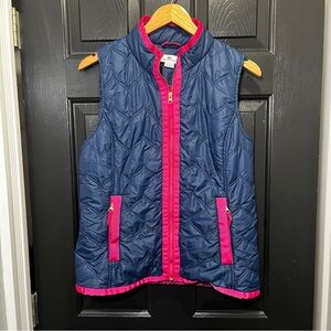 Vineyard Vines Vest Womens Med Blue Pink Jacket Puffer Quilted Lightweight *